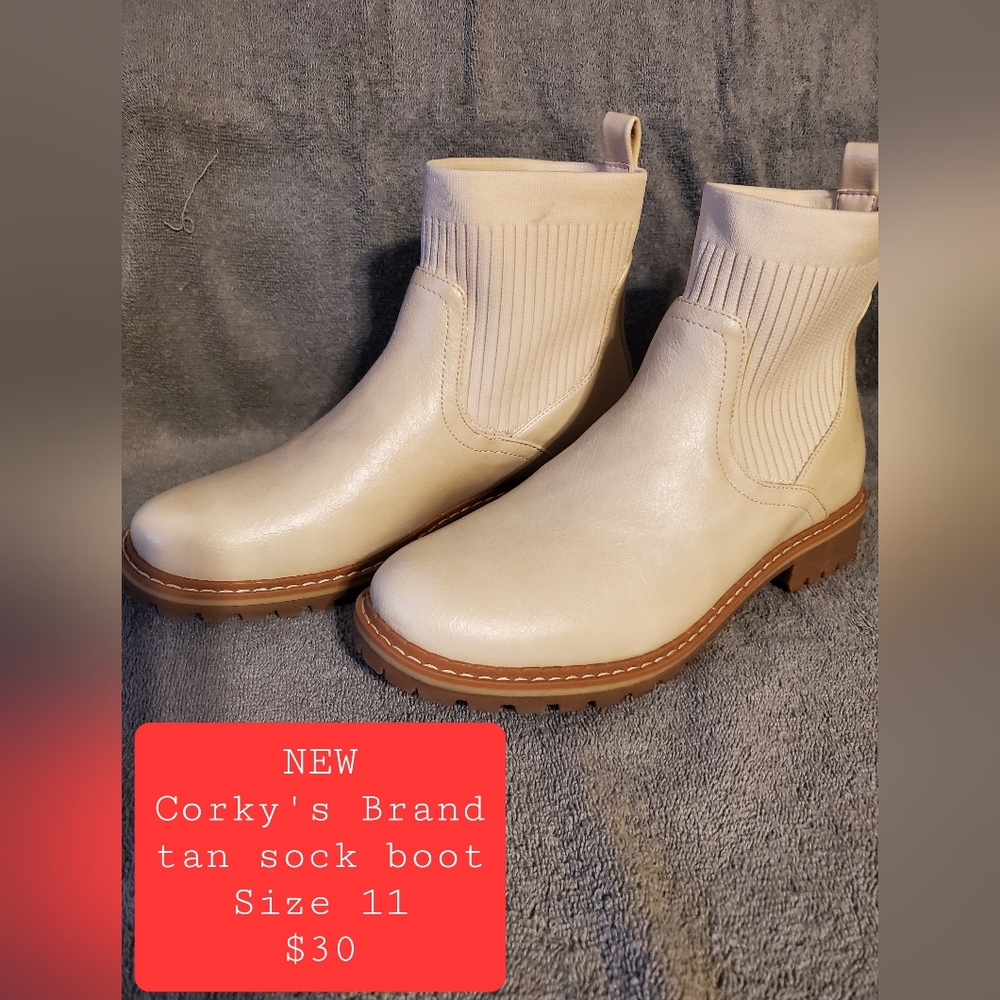 Cream Corky's Sock Boot